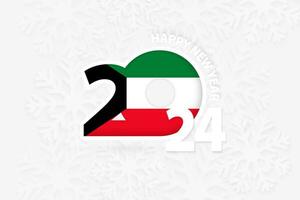 Neu Jahr 2024 zum Kuwait auf Schneeflocke Hintergrund. vektor