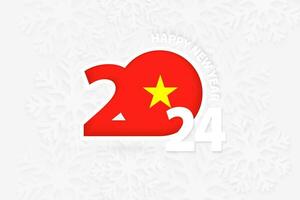Neu Jahr 2024 zum Vietnam auf Schneeflocke Hintergrund. vektor