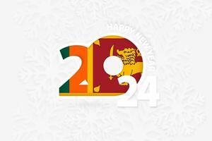 Neu Jahr 2024 zum sri Lanka auf Schneeflocke Hintergrund. vektor