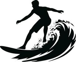 Surfer auf das Welle Vektor Illustration. ai generiert Illustration.