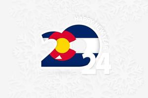 Neu Jahr 2024 zum Colorado auf Schneeflocke Hintergrund. vektor