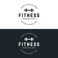 retro Jahrgang Fitnessstudio Sport Bodybuilding Vorlage Logo design.logo zum Geschäft , Fitness , Etikette ,Abzeichen und Fitnessstudio Center. vektor