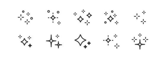 Star funkelt Symbol Satz, funkeln Sterne, sauber, scheinen, leuchtenden platzen, Magie, künstlich Intelligenz Symbol. modern einfach Vektor Satz.