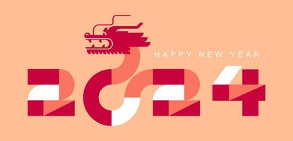 Lycklig ny år, kinesisk ny år 2024 , år av de drake , persika Färg tona vektor