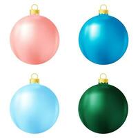 uppsättning av röd, blå och grön jul träd leksak eller boll vektor