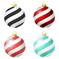 uppsättning av svart, röd och turkos jul träd leksak eller boll vektor