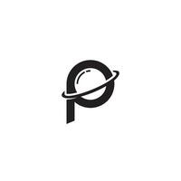Brief p und Planet Logo oder Symbol Design vektor
