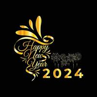 Lycklig ny år firande 2024 fri vektor mall
