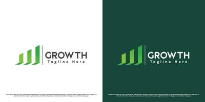 grön tillväxt logotyp design illustration. silhuett av en bar Graf index av de framsteg bearbeta av ökande aktier av finansiell företag företag. kreativ enkel tillfällig lutning abstrakt modern ico vektor