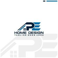 p e Initiale Zuhause oder echt Nachlass Logo Vektor Design