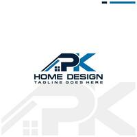 p k Initiale Zuhause oder echt Nachlass Logo Vektor Design