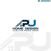 p u Initiale Zuhause oder echt Nachlass Logo Vektor Design