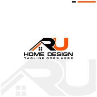 r u Initiale Zuhause oder echt Nachlass Logo Vektor Design