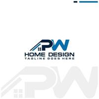 p w Initiale Zuhause oder echt Nachlass Logo Vektor Design