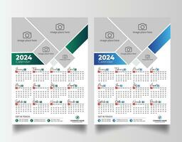 Neu Jahr 2024 einer Seite Mauer Kalender Vorlage vektor