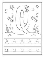 Meerjungfrau Alphabet Färbung Seiten zum Kindergarten vektor