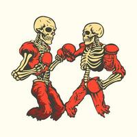zwei Skelett spielen Boxen Vektor Illustration