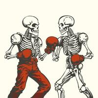 två skelett spelar boxning vektor
