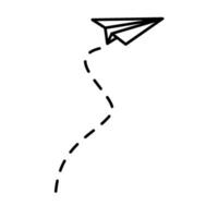 Papier Flugzeug Linien. Papier Flugzeug mit Route Linie Weg. fliegend Papier Flugzeug mit gepunktet Spur Richtung. Papier Flugzeuge. vektor