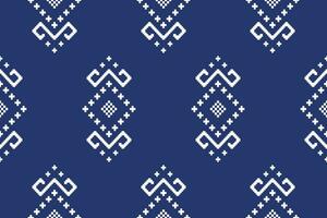 indigo Marin blå geometrisk traditionell etnisk mönster ikat sömlös mönster gräns abstrakt design för tyg skriva ut trasa klänning matta gardiner och sarong aztec afrikansk indisk indonesiska vektor