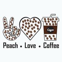 Kaffee Zitate, Pfirsich Liebe Kaffee Typografie T-Shirt Druck kostenloser Vektor