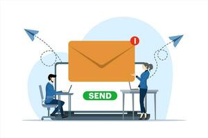 Email Marketing Konzept, Handy, Mobiltelefon Telefon und Computer mit Neu Email Benachrichtigung, Direkte Digital Marketing, ungelesen Botschaft Erinnerung, E-Mails und Mitteilungen, Email Marketing Kampagne, Neu Email Botschaft. vektor