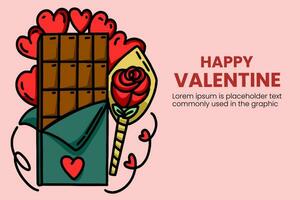 glücklich Valentinstag Tag Hintergrund mit eben Stil Design vektor