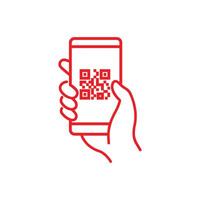 eps10 rot qr Code Scannen Symbol im Smartphone isoliert auf Weiß Hintergrund vektor