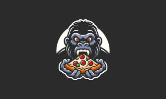 Gorilla Essen Pizza Vektor Illustration Logo Design