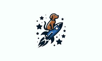 Hund Reiten Rakete Vektor Illustration Logo Design