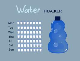 dagligen vatten spårare. återanvändbar sport flaska. vatten balans. vektor
