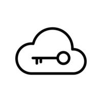 moln nyckel, moln tillgång begrepp ikon i linje stil design isolerat på vit bakgrund. redigerbar stroke. vektor