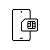smartphone eller mobil telefon och sim kort ikon i linje stil design isolerat på vit bakgrund. redigerbar stroke. vektor