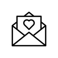 kärlek brev, kuvert med hjärta form, post symbol ikon i linje stil design isolerat på vit bakgrund. redigerbar stroke. vektor