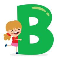 Karikatur Kind posieren mit Alphabet Brief vektor