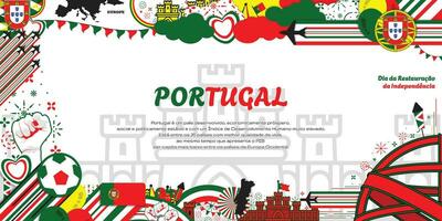 Lycklig oberoende dag av portugal , oberoende restaurering dag vektor