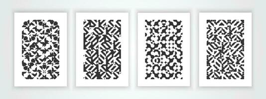 retro schwarz und Weiß geometrisch Muster Hintergrund, Vektor abstrakt. modisch Bauhaus Muster Hintergründe op-art einstellen