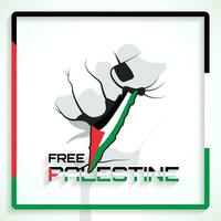 palestina frihet med hand och flagga begrepp social media mall vektor