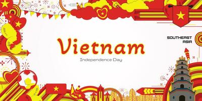 glücklich Unabhängigkeit Tag von Vietnam, Illustration Hintergrund Design, Banner, Sozial Medien Vorlage vektor
