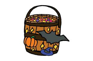 Halloween Fass Süßigkeiten Korb Trick oder behandeln vektor
