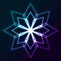 blå lila neon geometrisk snöflinga abstrakt lysande bakgrund vektor