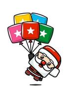 süßer Weihnachtsmann im Würfelstil, der bunte Luftballons hält vektor