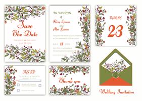Hochzeitseinladung, Datum speichern, RSVP-Karte, Dankeschönkarte vektor