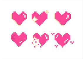 Pixel Herzen Rosa einstellen zum Poster, drucken, Design, Elemente vektor