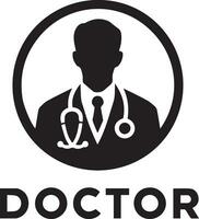 Arzt Logo Vektor Silhouette, Arzt Symbol füllen schwarz Farbe 6