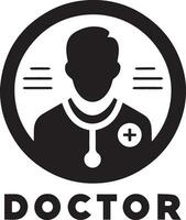 Arzt Logo Vektor Silhouette, Arzt Symbol füllen schwarz Farbe