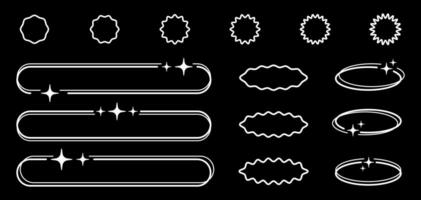 vit tömma översikt ramar, bild och text gränser, dekorativ design element och märken i y2k estetisk. vektor illustration.