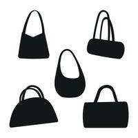 Silhouette von ein Frau Tasche, Handtasche, Geldbeutel, Kupplung, Gepäck, Gepäck vektor