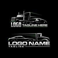 semi lastbil och bil logotyp automotive vektor