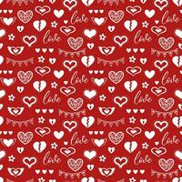 Hand gezeichnet Liebe Herzen und anders Valentinstag Elemente nahtlos Muster. Vektor Zeichnung Liebe isoliert Design auf Weiß Hintergrund.